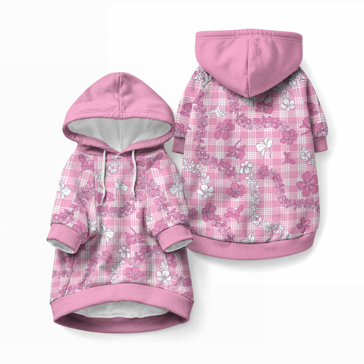 Alaka Aloha Hawaii Pet Hoodie Plumeria Lei With Palaka Motif
