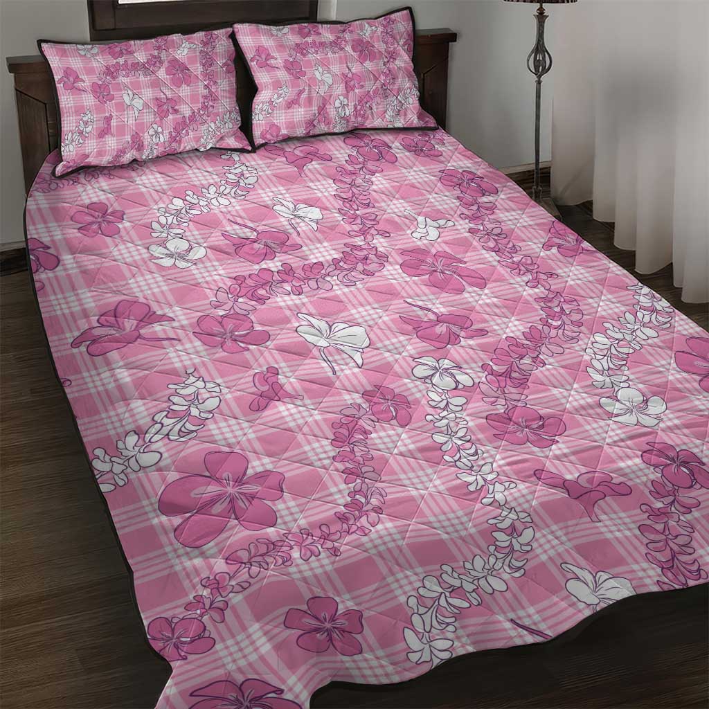 Alaka Aloha Hawaii Quilt Bed Set Plumeria Lei With Palaka Motif - Polynesian Pride