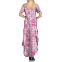 Alaka Aloha Hawaii Summer Maxi Dress Plumeria Lei With Palaka Motif - Polynesian Pride