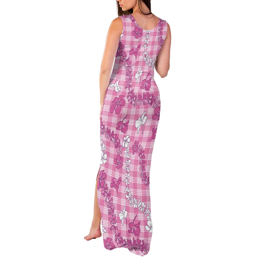 Alaka Aloha Hawaii Tank Maxi Dress Plumeria Lei With Palaka Motif - Polynesian Pride