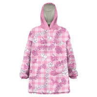 Alaka Aloha Hawaii Wearable Blanket Hoodie Plumeria Lei With Palaka Motif LT14 One Size Pink - Polynesian Pride