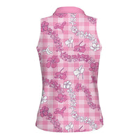 Alaka Aloha Hawaii Women Sleeveless Polo Shirt Plumeria Lei With Palaka Motif LT14 - Polynesian Pride