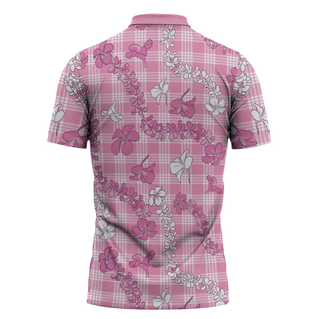 Alaka Aloha Hawaii Zipper Polo Shirt Plumeria Lei With Palaka Motif LT14 - Polynesian Pride