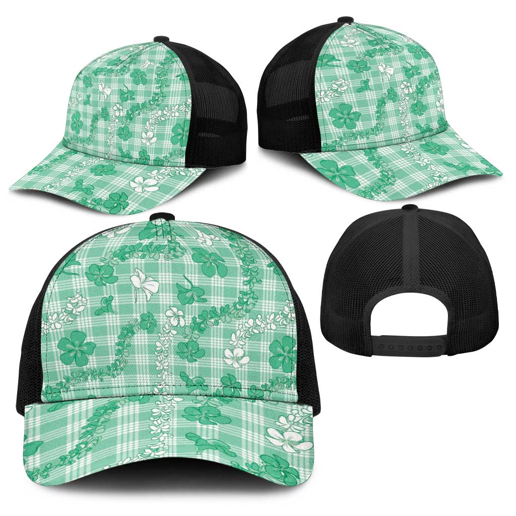 Omaomao Aloha Hawaii Baseball Net Cap Plumeria Lei With Palaka Motif - Polynesian Pride