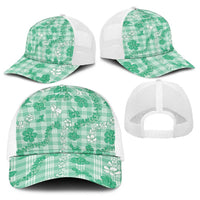 Omaomao Aloha Hawaii Baseball Net Cap Plumeria Lei With Palaka Motif - Polynesian Pride