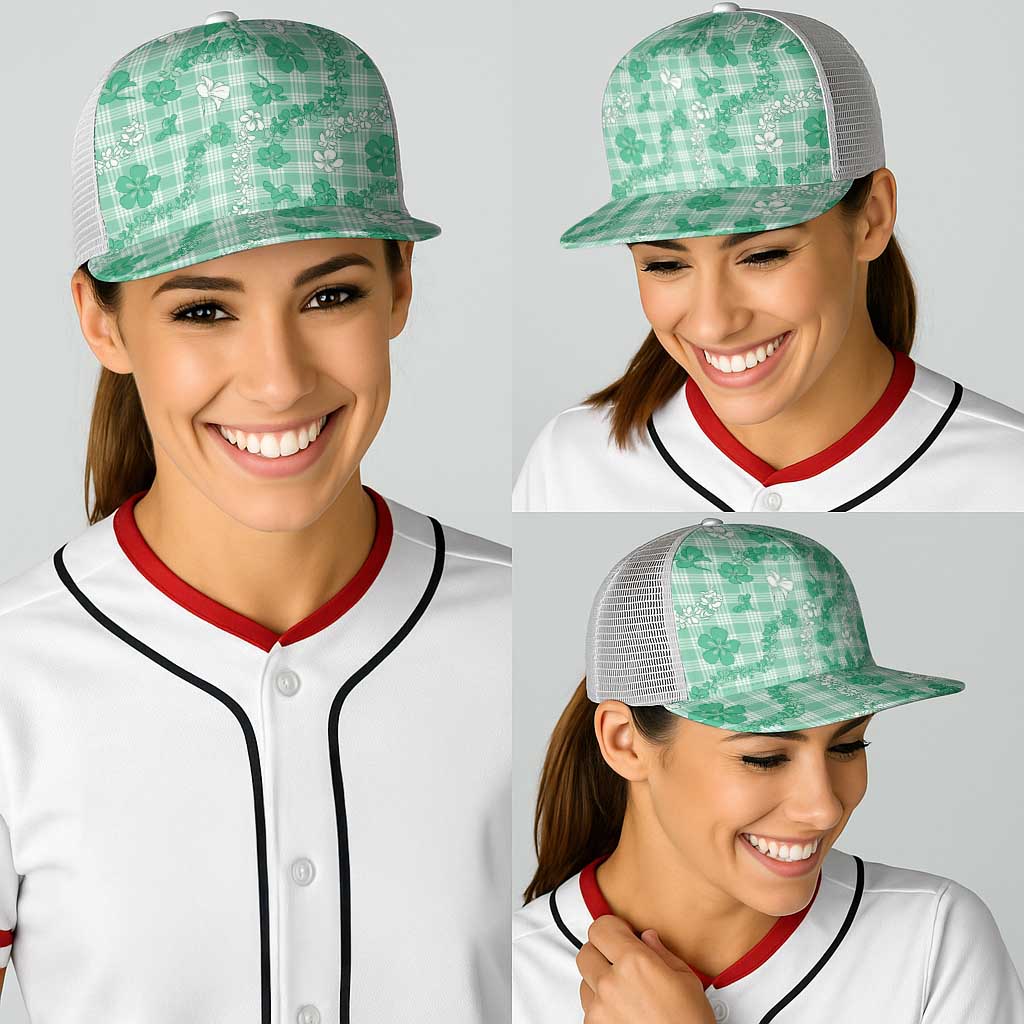 Omaomao Aloha Hawaii Baseball Net Cap Plumeria Lei With Palaka Motif - Polynesian Pride