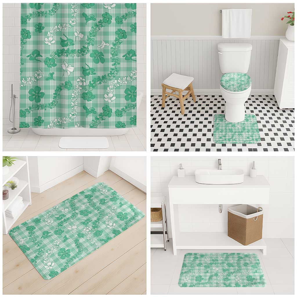 Omaomao Aloha Hawaii Bathroom Set Plumeria Lei With Palaka Motif - Polynesian Pride