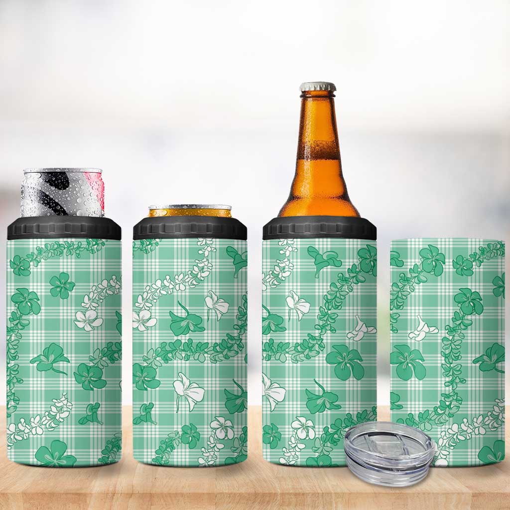 Omaomao Aloha Hawaii 4 in 1 Can Cooler Tumbler Plumeria Lei With Palaka Motif LT14 - Polynesian Pride