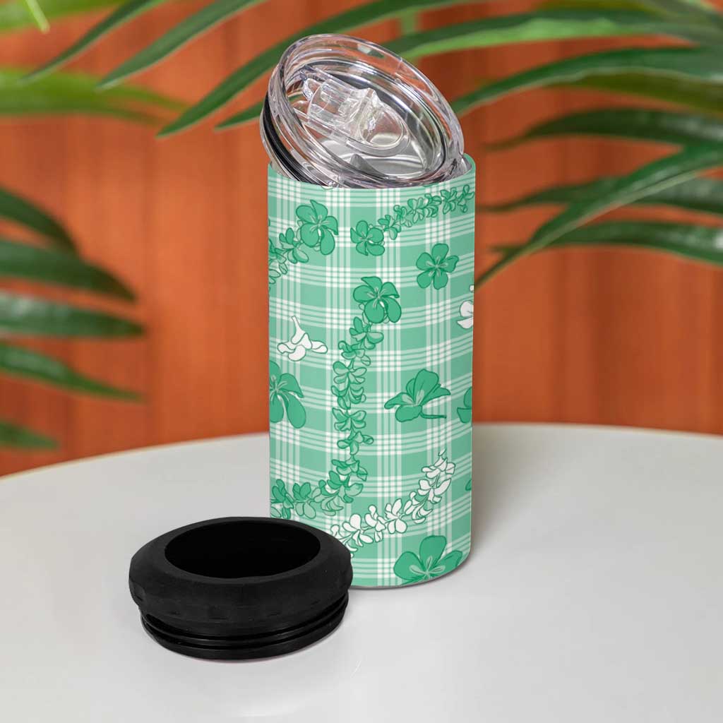 Omaomao Aloha Hawaii 4 in 1 Can Cooler Tumbler Plumeria Lei With Palaka Motif LT14 - Polynesian Pride