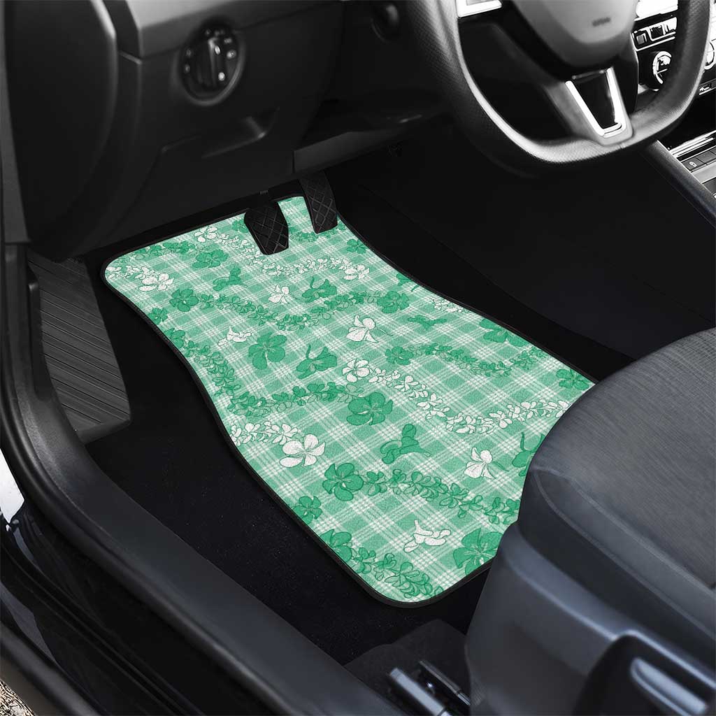 Omaomao Aloha Hawaii Car Mats Plumeria Lei With Palaka Motif - Polynesian Pride