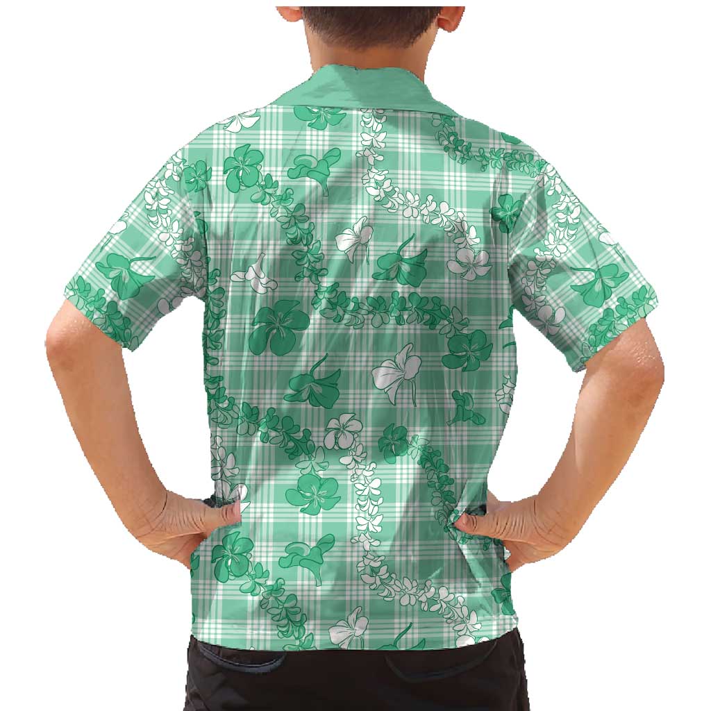 Omaomao Aloha Hawaii Family Matching Mermaid Dress and Hawaiian Shirt Plumeria Lei With Palaka Motif LT14 - Polynesian Pride