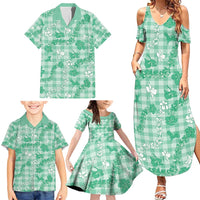 Omaomao Aloha Hawaii Family Matching Summer Maxi Dress and Hawaiian Shirt Plumeria Lei With Palaka Motif LT14 - Polynesian Pride