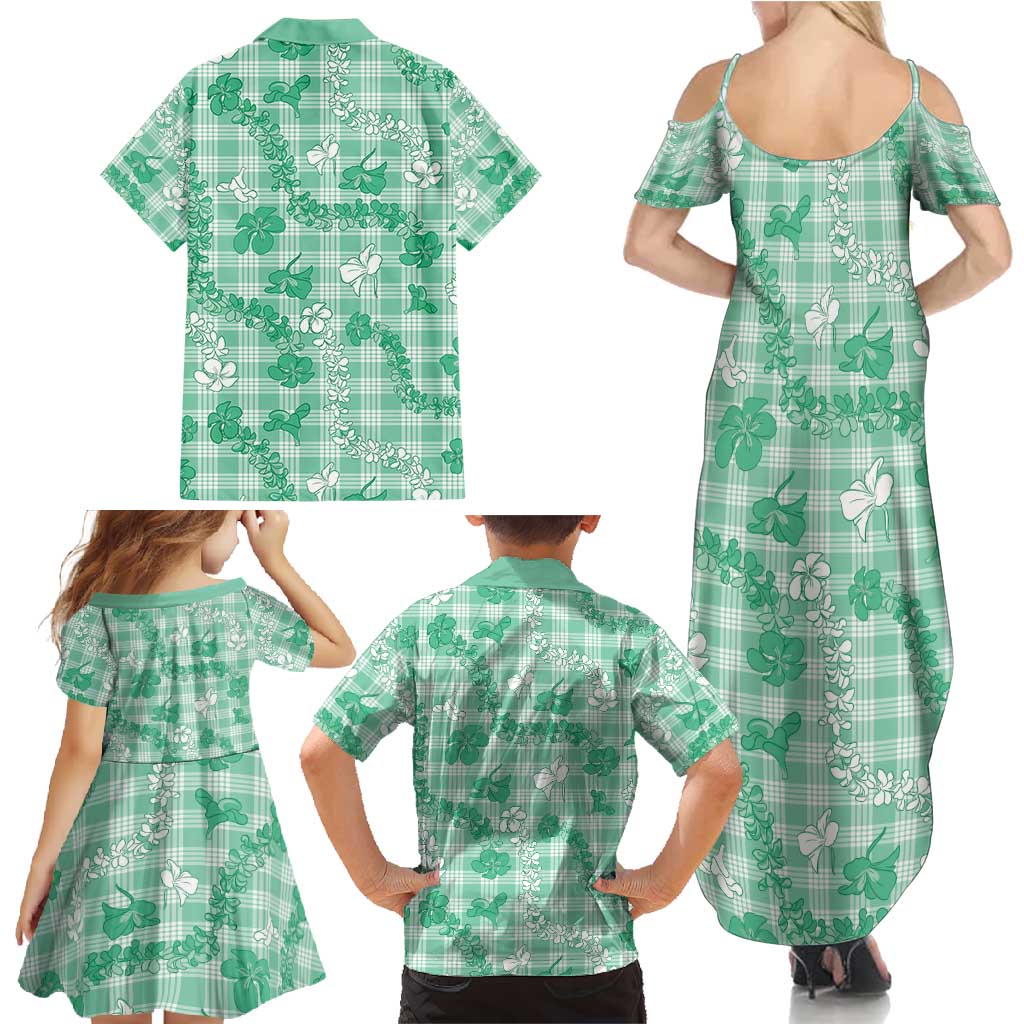 Omaomao Aloha Hawaii Family Matching Summer Maxi Dress and Hawaiian Shirt Plumeria Lei With Palaka Motif LT14 - Polynesian Pride