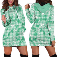 Omaomao Aloha Hawaii Hoodie Dress Plumeria Lei With Palaka Motif LT14 - Polynesian Pride
