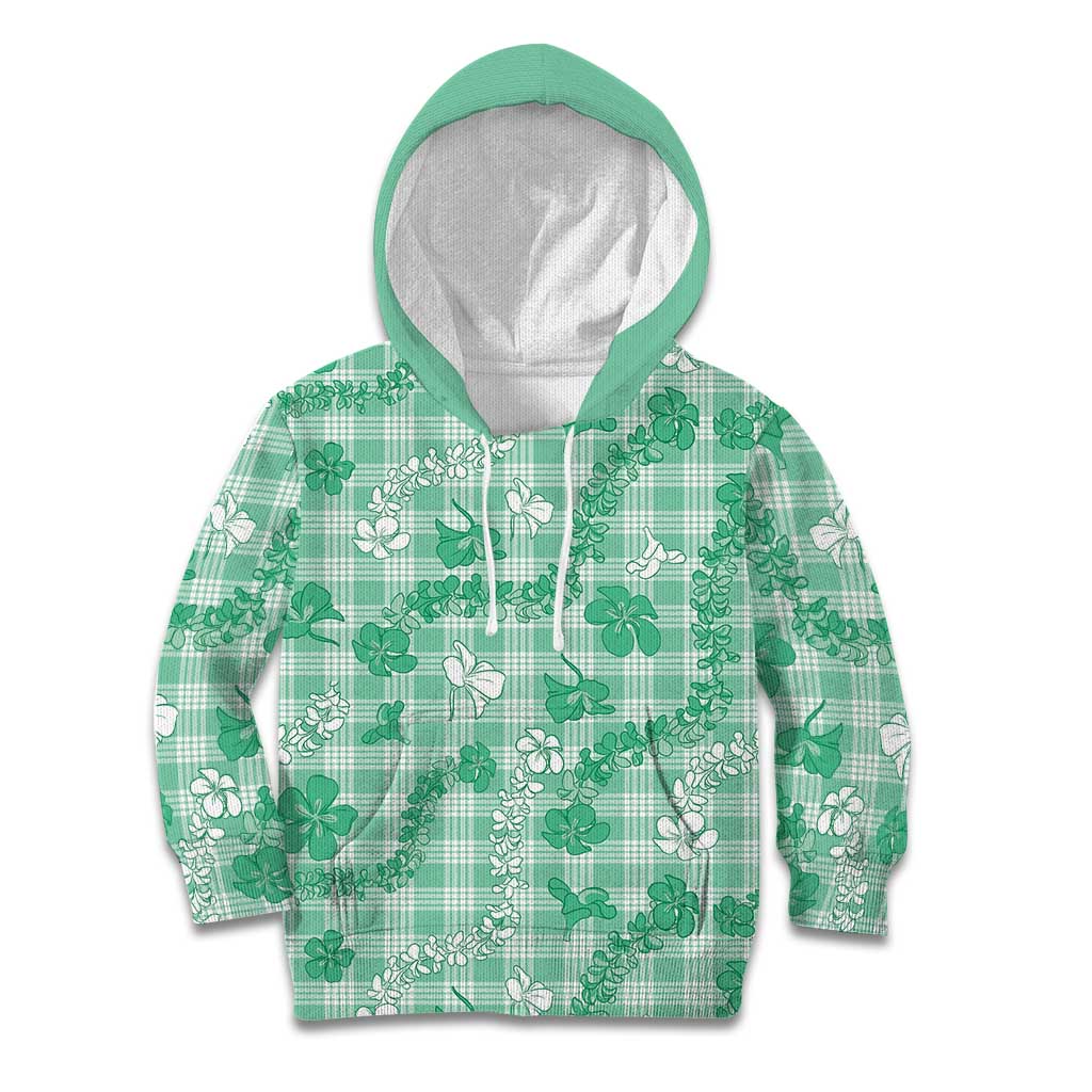 Omaomao Aloha Hawaii Kid Hoodie Plumeria Lei With Palaka Motif LT14 Hoodie Green - Polynesian Pride