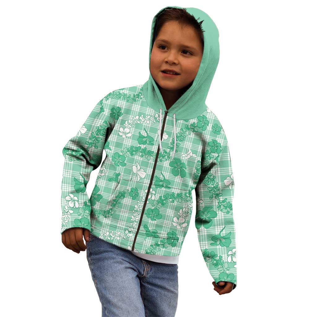 Omaomao Aloha Hawaii Kid Hoodie Plumeria Lei With Palaka Motif LT14 - Polynesian Pride