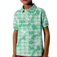 Omaomao Aloha Hawaii Kid Polo Shirt Plumeria Lei With Palaka Motif LT14 Kid Green - Polynesian Pride