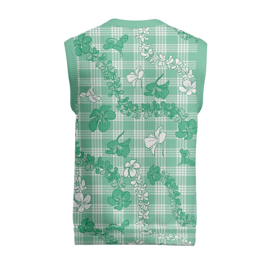 Omaomao Aloha Hawaii Christmas Knitted V-Neck Vest Plumeria Lei With Palaka Motif LT14 - Polynesian Pride