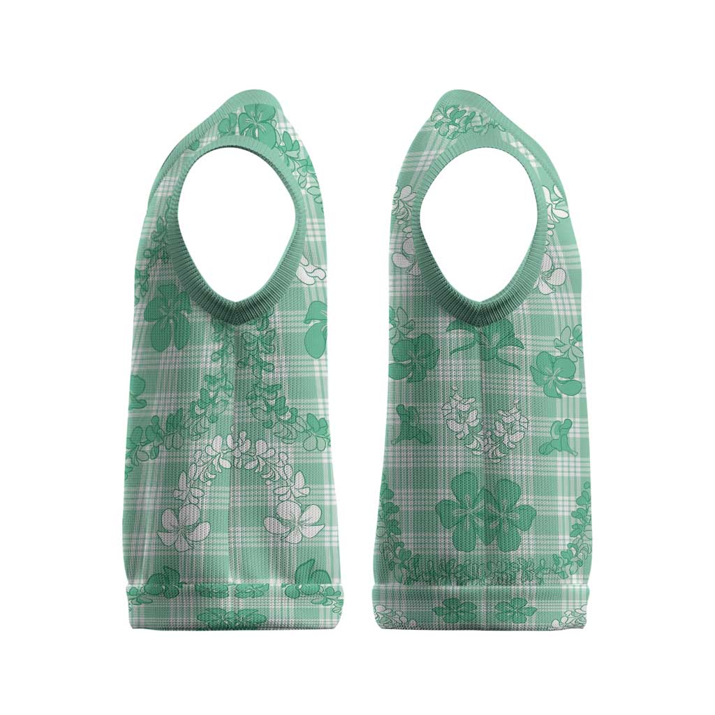 Omaomao Aloha Hawaii Christmas Knitted V-Neck Vest Plumeria Lei With Palaka Motif LT14 - Polynesian Pride