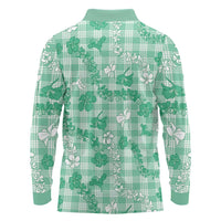 Omaomao Aloha Hawaii Long Sleeve Polo Shirt Plumeria Lei With Palaka Motif LT14 - Polynesian Pride