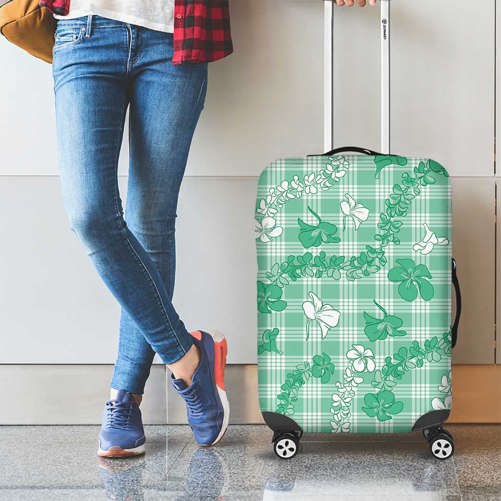 Omaomao Aloha Hawaii Luggage Cover Plumeria Lei With Palaka Motif - Polynesian Pride
