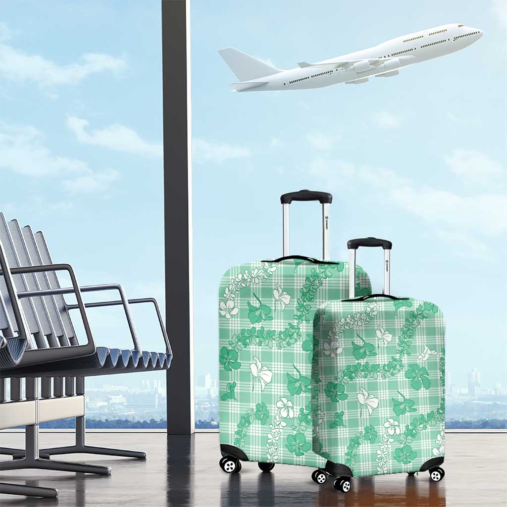 Omaomao Aloha Hawaii Luggage Cover Plumeria Lei With Palaka Motif - Polynesian Pride