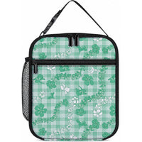 Omaomao Aloha Hawaii Lunch Bag Plumeria Lei With Palaka Motif