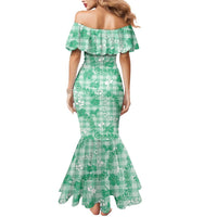Omaomao Aloha Hawaii Mermaid Dress Plumeria Lei With Palaka Motif LT14 - Polynesian Pride