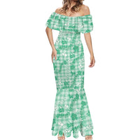 Omaomao Aloha Hawaii Mermaid Dress Plumeria Lei With Palaka Motif LT14 - Polynesian Pride