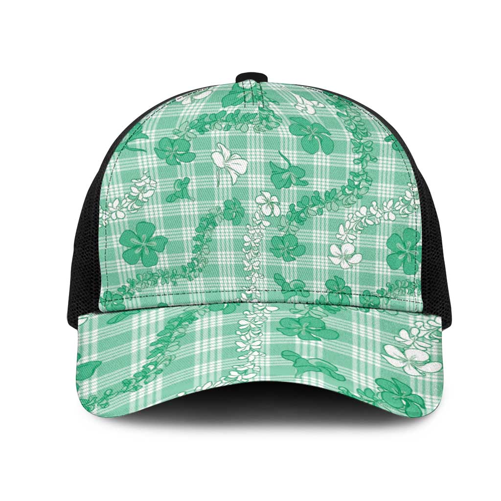 Omaomao Aloha Hawaii Mesh Trucker Cap Plumeria Lei With Palaka Motif - Polynesian Pride