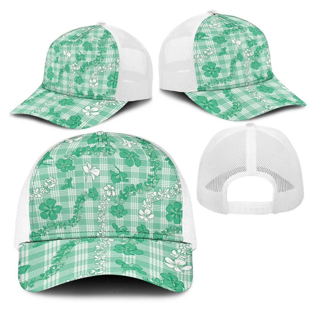 Omaomao Aloha Hawaii Mesh Trucker Cap Plumeria Lei With Palaka Motif - Polynesian Pride