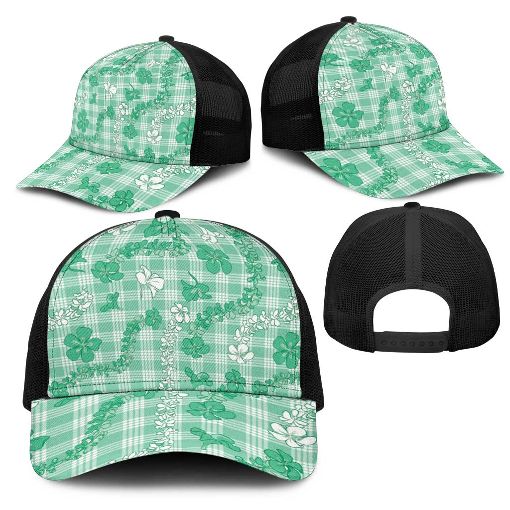 Omaomao Aloha Hawaii Mesh Trucker Cap Plumeria Lei With Palaka Motif - Polynesian Pride