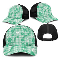 Omaomao Aloha Hawaii Mesh Trucker Cap Plumeria Lei With Palaka Motif - Polynesian Pride