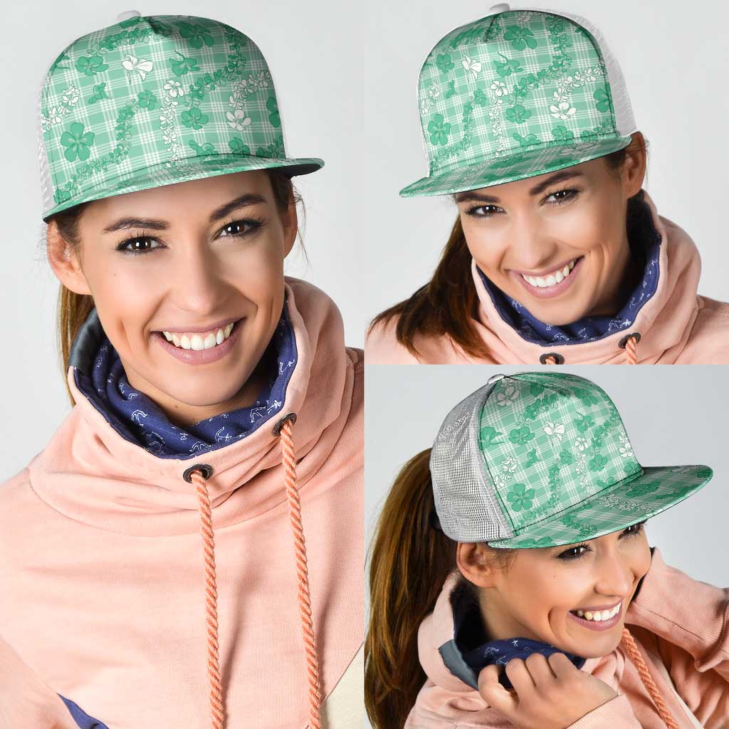 Omaomao Aloha Hawaii Mesh Trucker Cap Plumeria Lei With Palaka Motif - Polynesian Pride