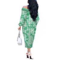 Omaomao Aloha Hawaii Off The Shoulder Long Sleeve Dress Plumeria Lei With Palaka Motif LT14 - Polynesian Pride