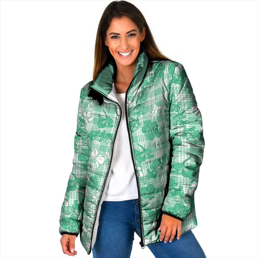 Omaomao Aloha Hawaii Padded Jacket Plumeria Lei With Palaka Motif - Polynesian Pride