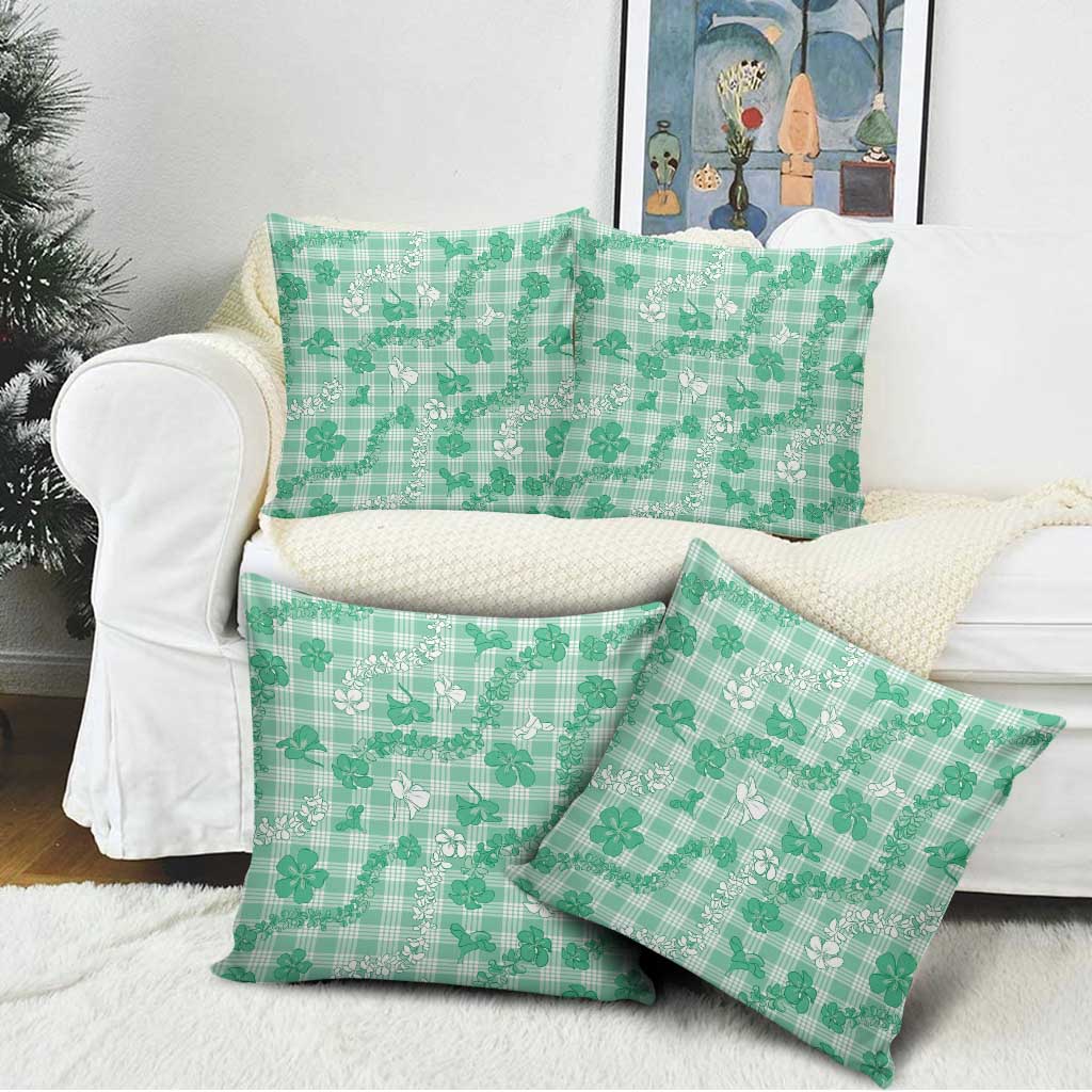 Omaomao Aloha Hawaii Pillow Cover Plumeria Lei With Palaka Motif - Polynesian Pride