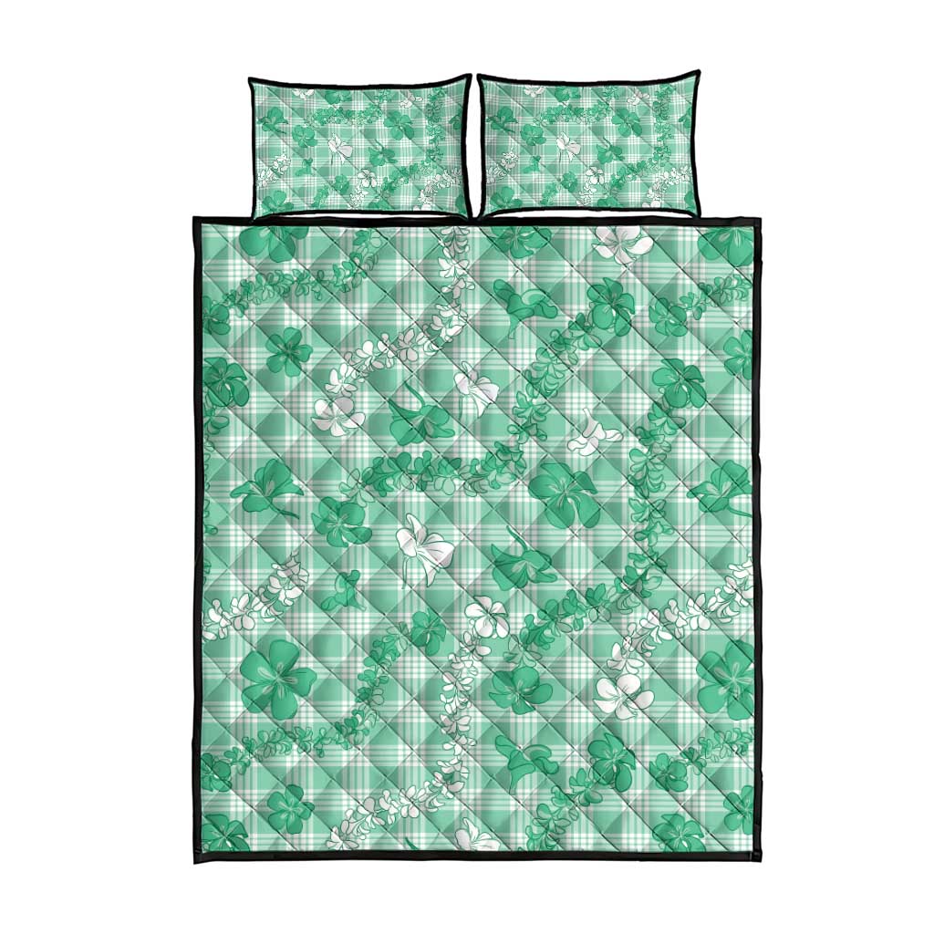 Omaomao Aloha Hawaii Quilt Bed Set Plumeria Lei With Palaka Motif - Polynesian Pride