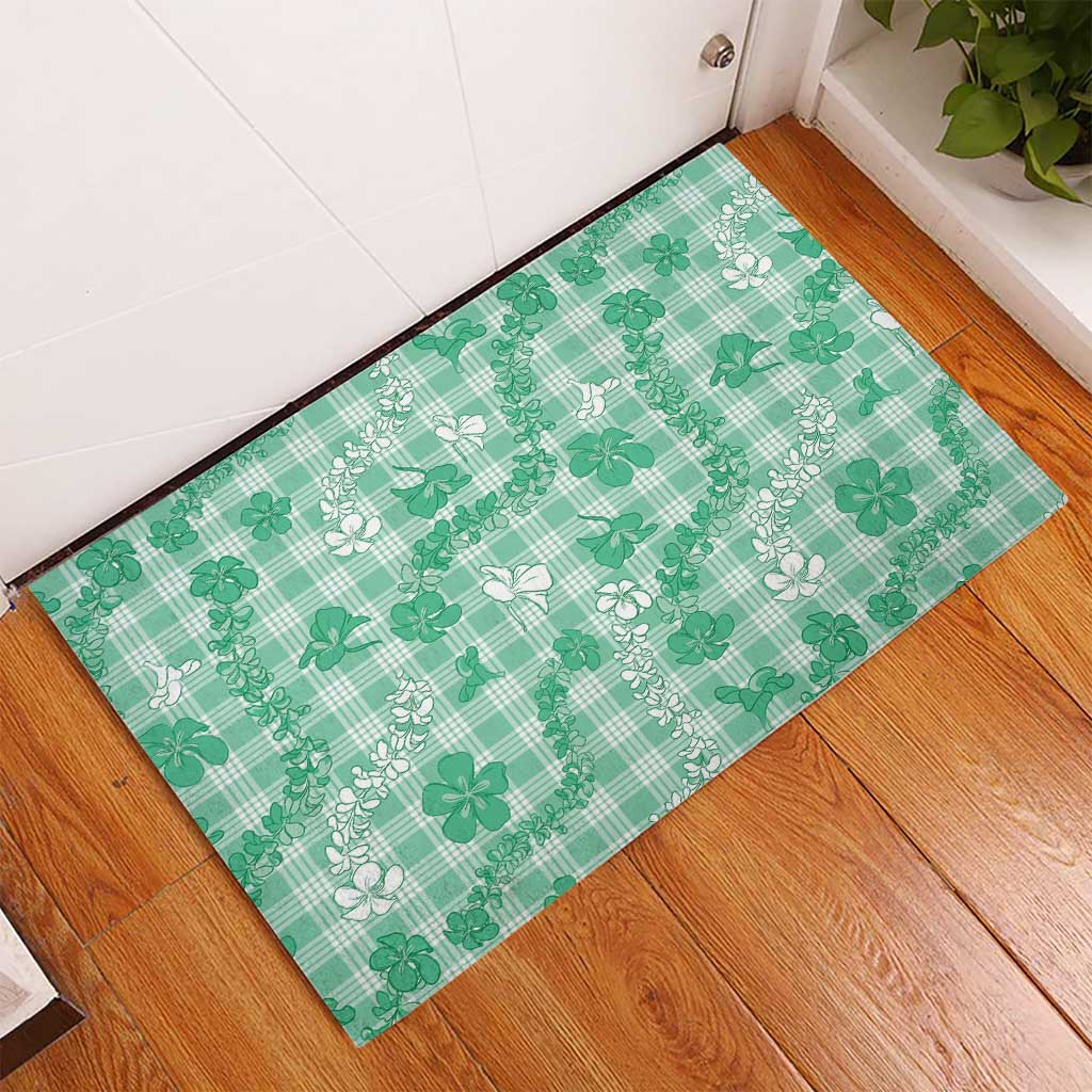 Omaomao Aloha Hawaii Rubber Doormat Plumeria Lei With Palaka Motif - Polynesian Pride