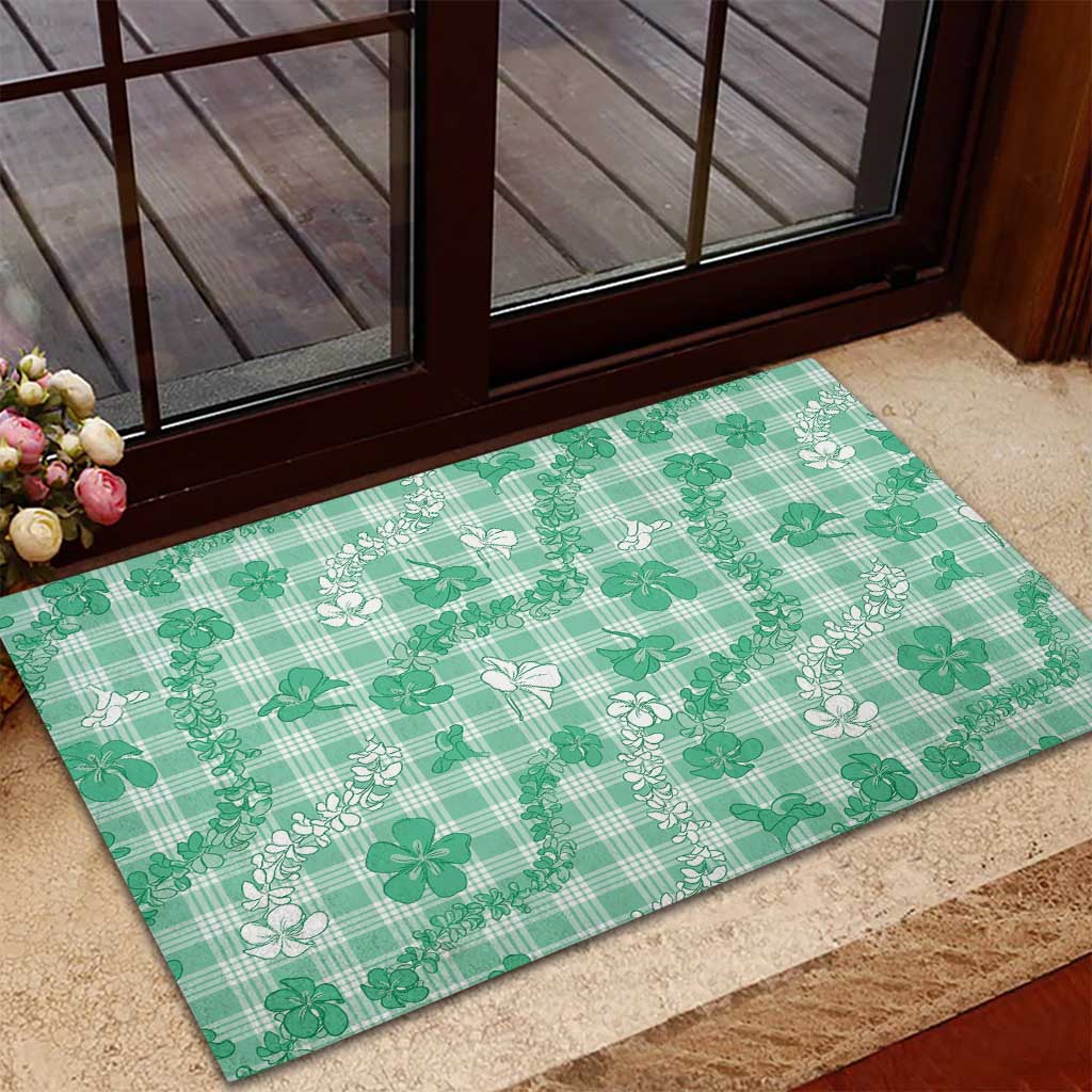 Omaomao Aloha Hawaii Rubber Doormat Plumeria Lei With Palaka Motif - Polynesian Pride