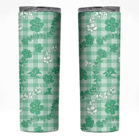 Omaomao Aloha Hawaii Skinny Tumbler Plumeria Lei With Palaka Motif LT14 Green - Polynesian Pride