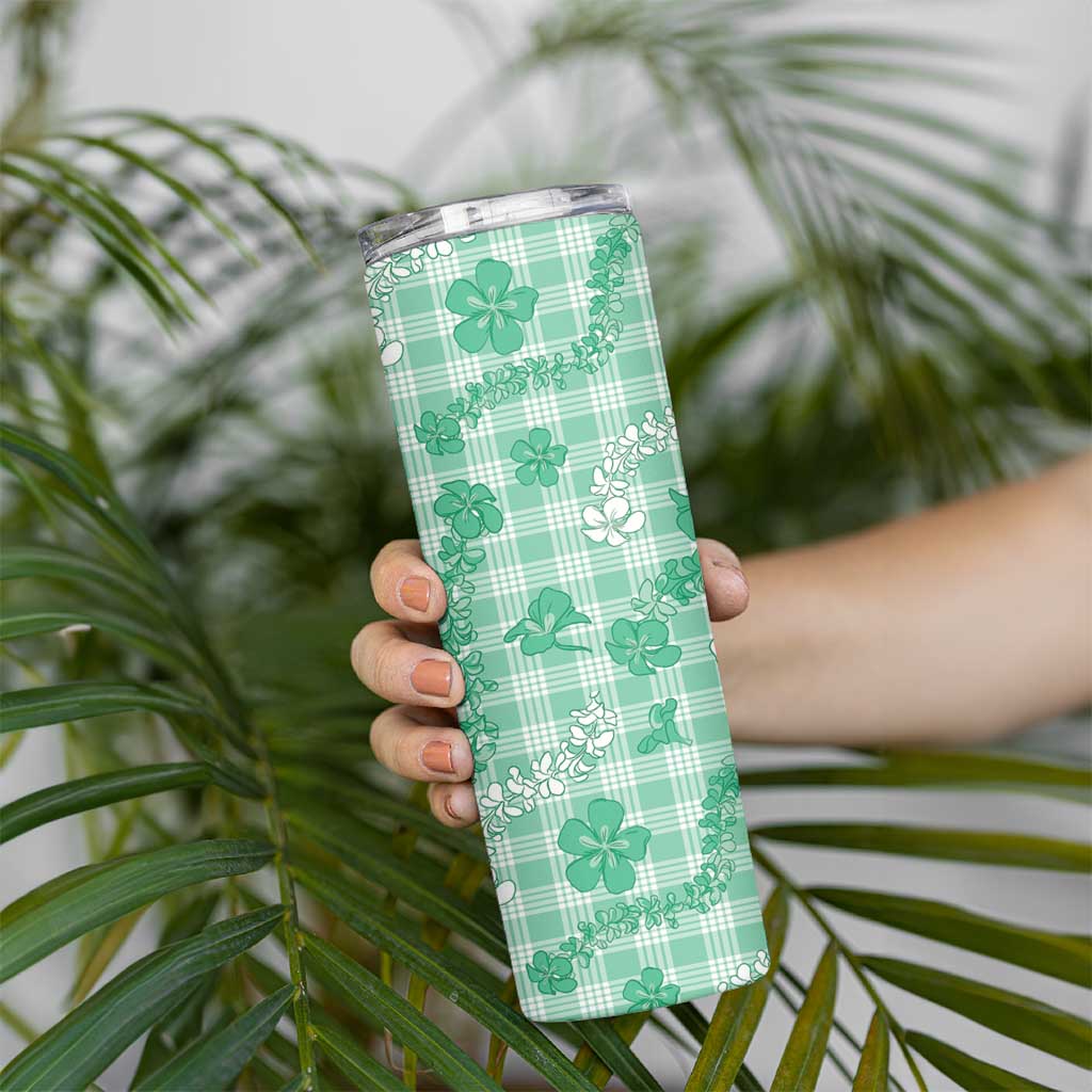 Omaomao Aloha Hawaii Skinny Tumbler Plumeria Lei With Palaka Motif LT14 - Polynesian Pride
