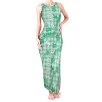 Omaomao Aloha Hawaii Tank Maxi Dress Plumeria Lei With Palaka Motif LT14 Women Green - Polynesian Pride