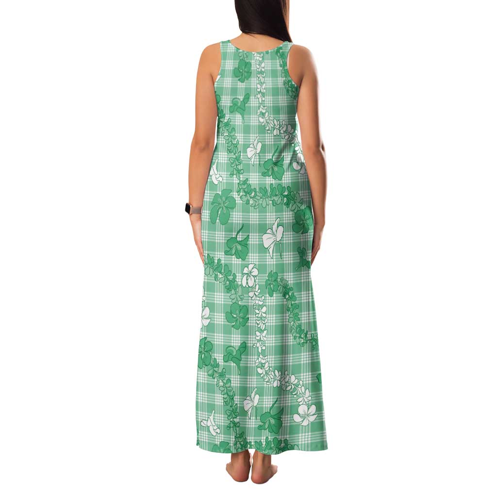 Omaomao Aloha Hawaii Tank Maxi Dress Plumeria Lei With Palaka Motif LT14 - Polynesian Pride