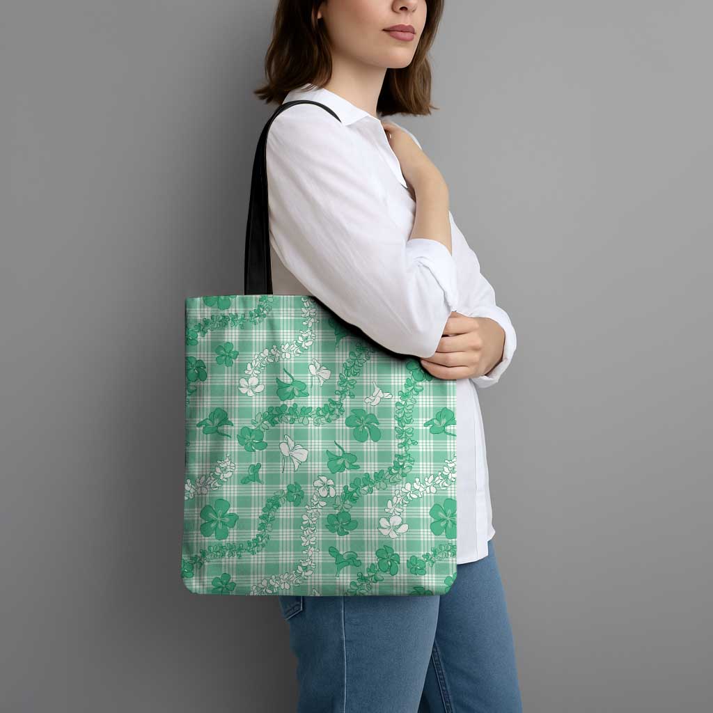 Omaomao Aloha Hawaii Tote Bag Plumeria Lei With Palaka Motif - Polynesian Pride