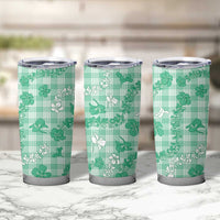 Omaomao Aloha Hawaii Tumbler Cup Plumeria Lei With Palaka Motif - Polynesian Pride