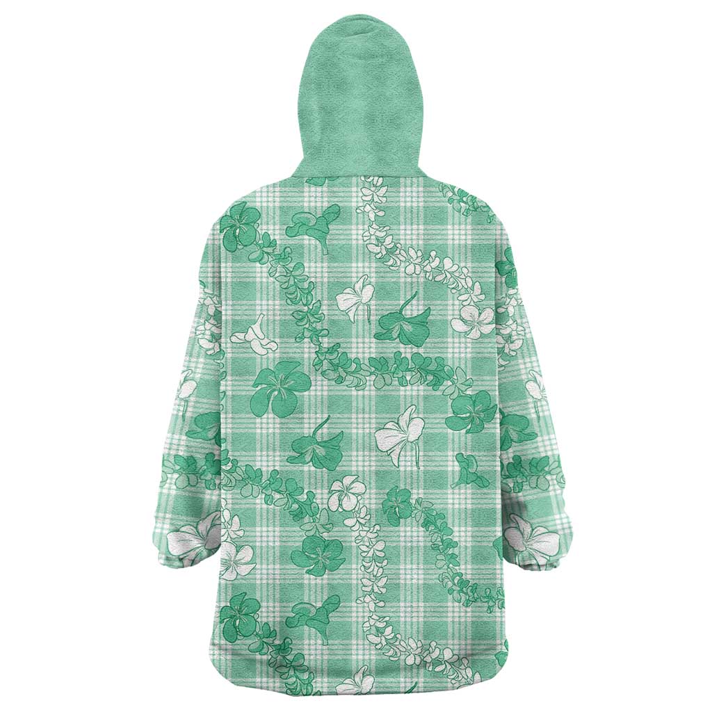 Omaomao Aloha Hawaii Wearable Blanket Hoodie Plumeria Lei With Palaka Motif LT14 - Polynesian Pride