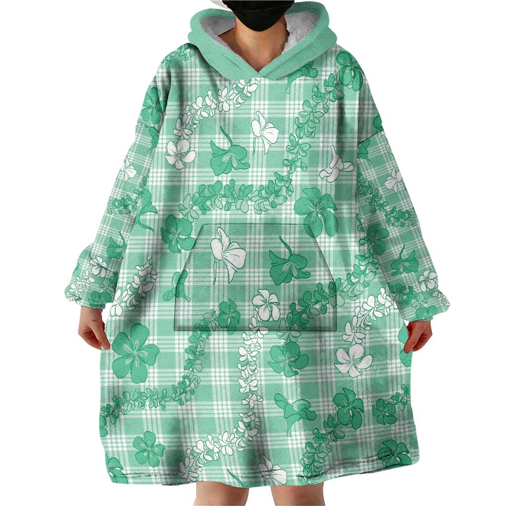 Omaomao Aloha Hawaii Wearable Blanket Hoodie Plumeria Lei With Palaka Motif LT14 - Polynesian Pride