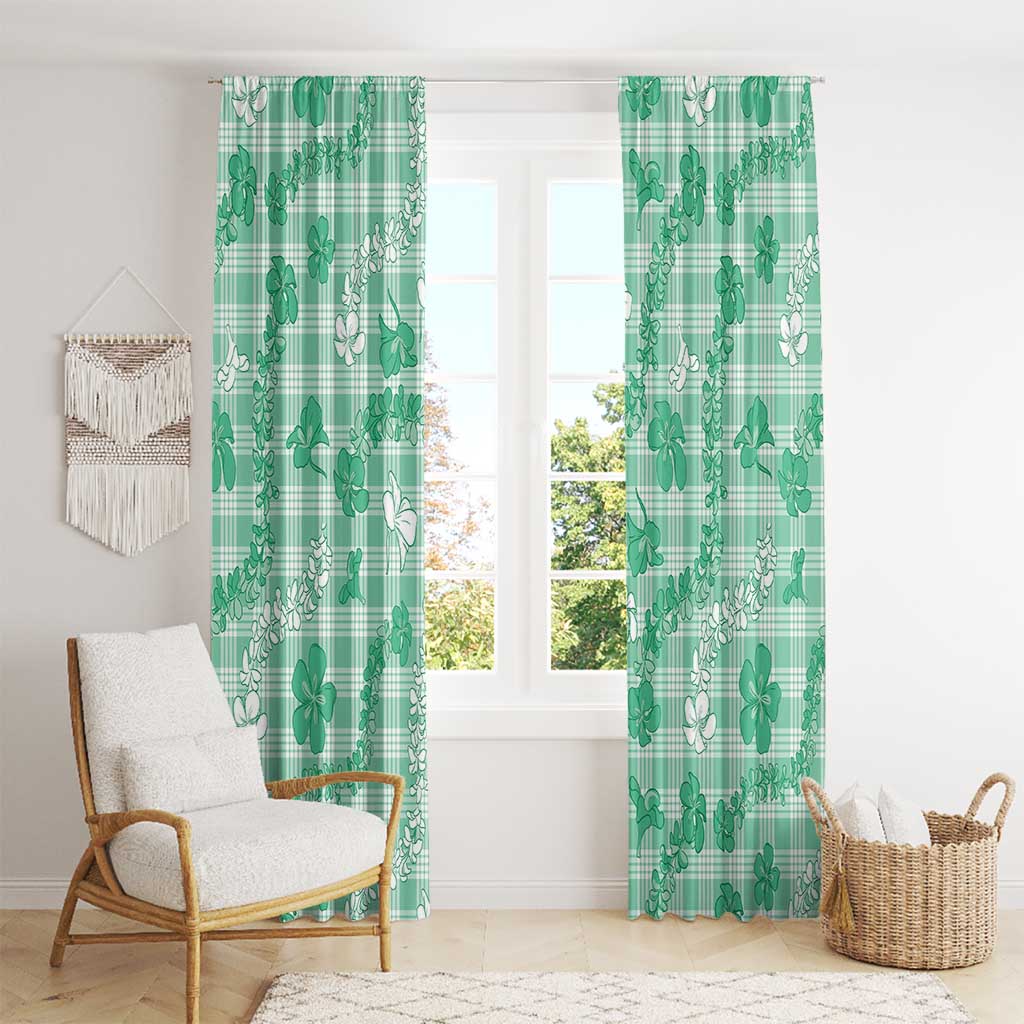 Omaomao Aloha Hawaii Window Curtain Plumeria Lei With Palaka Motif - Polynesian Pride