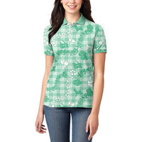 Omaomao Aloha Hawaii Women Polo Shirt Plumeria Lei With Palaka Motif - Polynesian Pride